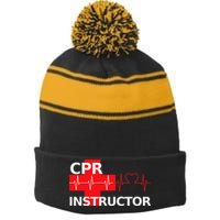 Cpr Instructor First Aid Stripe Pom Pom Beanie