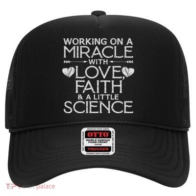 Cool Ivf For Women Embryo Transfer Miracle Faith Science High Crown Mesh Back Trucker Hat