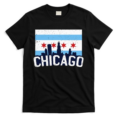 Chicago Illinois Flag City Skyline Chi Town Pride City Flag T-Shirt