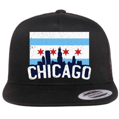 Chicago Illinois Flag City Skyline Chi Town Pride City Flag Flatbill Hat