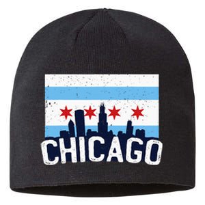 Chicago Illinois Flag City Skyline Chi Town Pride City Flag Sustainable Beanie