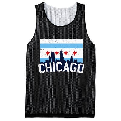 Chicago Illinois Flag City Skyline Chi Town Pride City Flag Mesh Reversible Basketball Jersey Tank