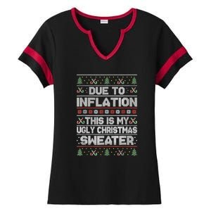 Christmas Inflation Funny Due To Inflation Xmas Sweater Due Merry Christm Ladies Halftime Notch Neck Tee