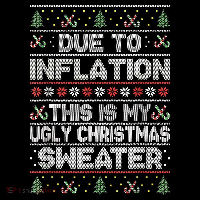 Christmas Inflation Funny Due To Inflation Xmas Sweater Due Merry Christm Stripe Pom Pom Beanie