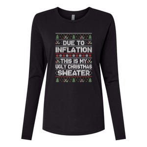 Christmas Inflation Funny Due To Inflation Xmas Sweater Due Merry Christm Womens Cotton Relaxed Long Sleeve T-Shirt