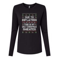 Christmas Inflation Funny Due To Inflation Xmas Sweater Due Merry Christm Womens Cotton Relaxed Long Sleeve T-Shirt