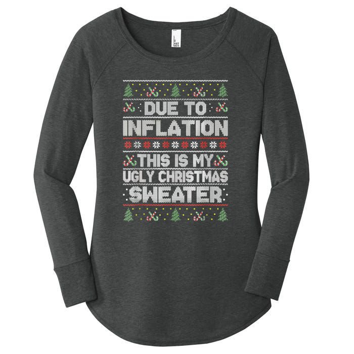 Christmas Inflation Funny Due To Inflation Xmas Sweater Due Merry Christm Women's Perfect Tri Tunic Long Sleeve Shirt