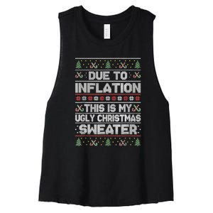 Christmas Inflation Funny Due To Inflation Xmas Sweater Due Merry Christm Women's Racerback Cropped Tank