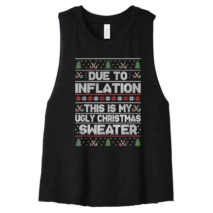 Christmas Inflation Funny Due To Inflation Xmas Sweater Due Merry Christm Women's Racerback Cropped Tank