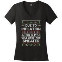 Christmas Inflation Funny Due To Inflation Xmas Sweater Due Merry Christm Women's V-Neck T-Shirt