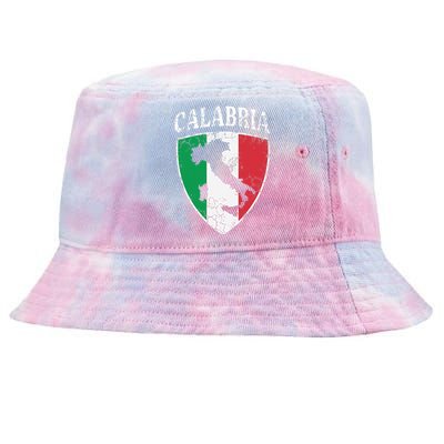 Calabria Italia Flag Crest Italy Italian Vintage Distressed Tie-Dyed Bucket Hat