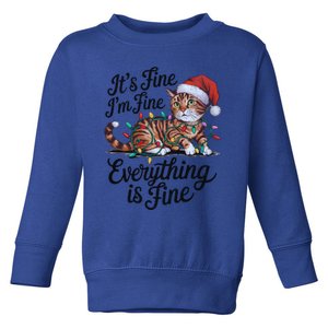 Cat ItS Fine IM Fine Everything Is Fine Christmas Lights Gift Toddler Sweatshirt