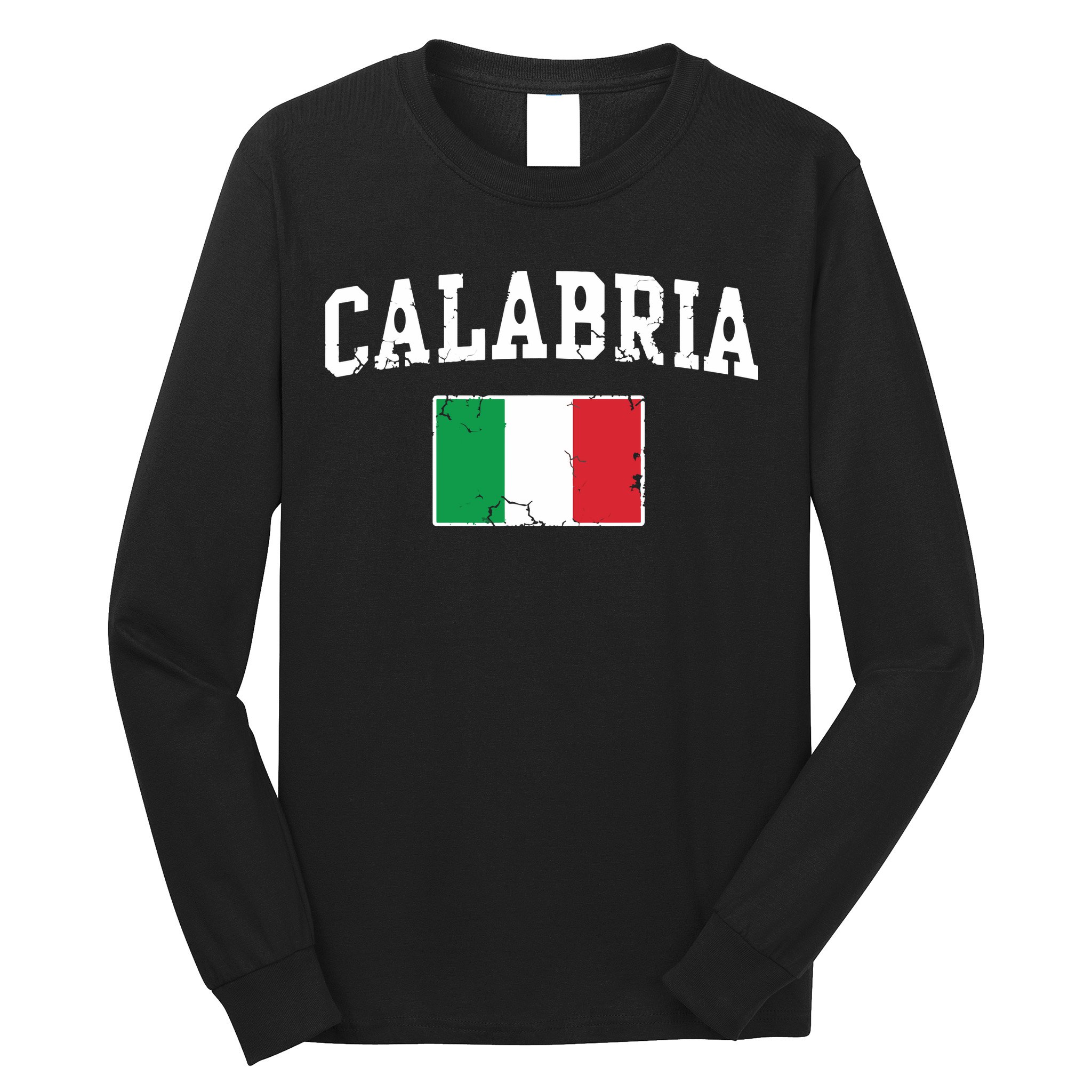 Calabria Italy Flag Italia Italian Vintage Distressed Long Sleeve Shirt