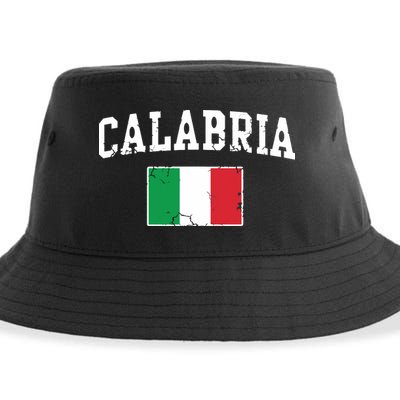 Calabria Italy Flag Italia Italian Vintage Distressed Sustainable Bucket Hat