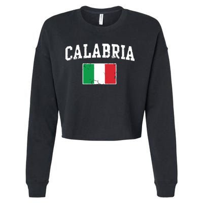 Calabria Italy Flag Italia Italian Vintage Distressed Cropped Pullover Crew