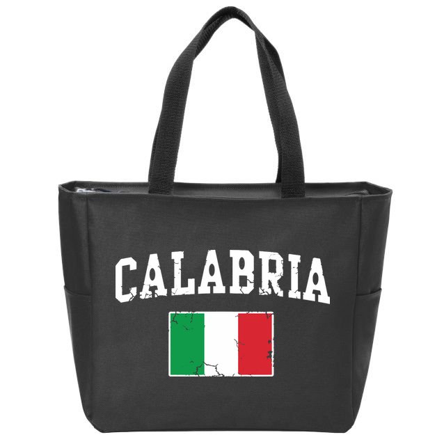 Calabria Italy Flag Italia Italian Vintage Distressed Zip Tote Bag