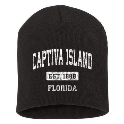 Captiva Island Florida Fl Vintage Sports Established Short Acrylic Beanie