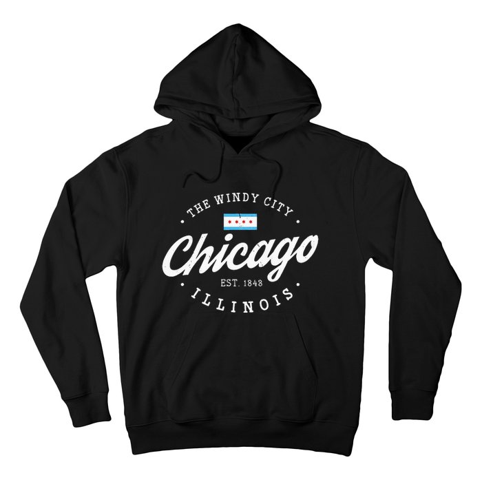 Chicago Illinois Flag Vintage Skyline Hoodie