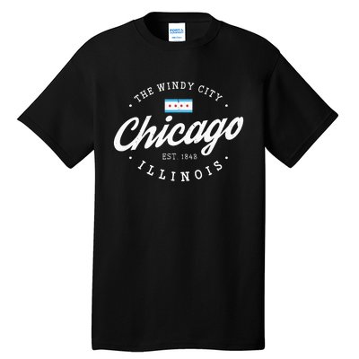 Chicago Illinois Flag Vintage Skyline Tall T-Shirt