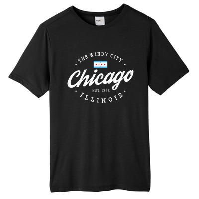 Chicago Illinois Flag Vintage Skyline Tall Fusion ChromaSoft Performance T-Shirt