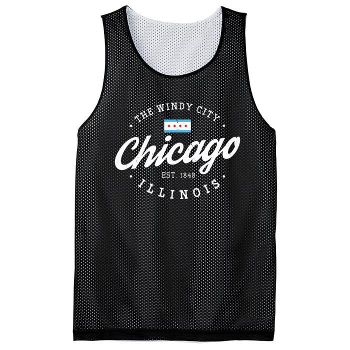 Chicago Illinois Flag Vintage Skyline Mesh Reversible Basketball Jersey Tank