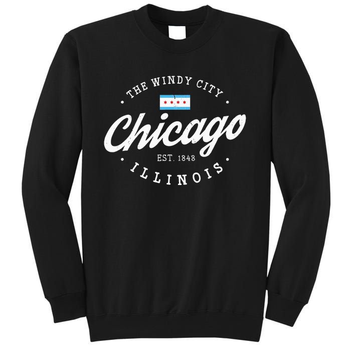 Chicago Illinois Flag Vintage Skyline Tall Sweatshirt