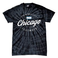 Chicago Illinois Flag Vintage Skyline Tie-Dye T-Shirt