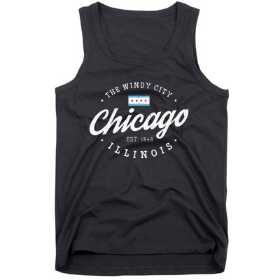 Chicago Illinois Flag Vintage Skyline Tank Top