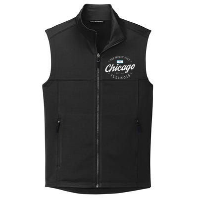 Chicago Illinois Flag Vintage Skyline Collective Smooth Fleece Vest