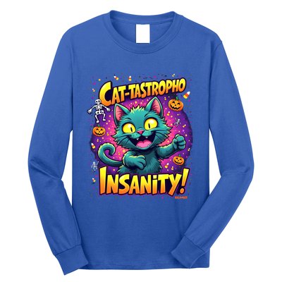 Cattastropho Insanity Funny Halloween Cat Party Costume Funny Gift Long Sleeve Shirt