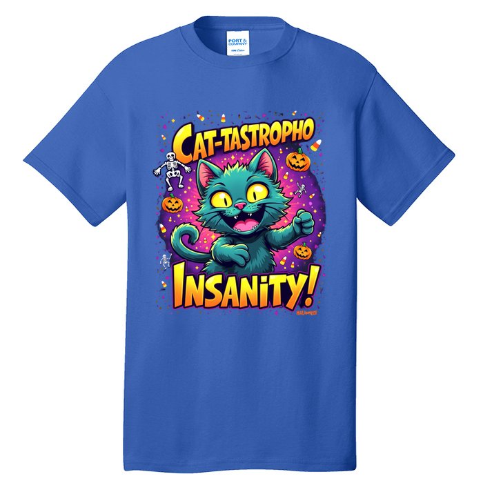 Cattastropho Insanity Funny Halloween Cat Party Costume Funny Gift Tall T-Shirt