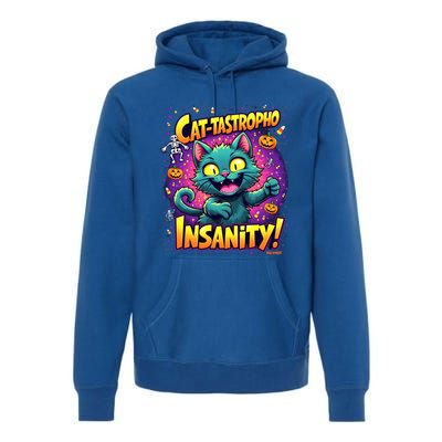 Cattastropho Insanity Funny Halloween Cat Party Costume Funny Gift Premium Hoodie