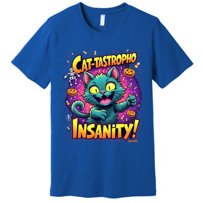 Cattastropho Insanity Funny Halloween Cat Party Costume Funny Gift Premium T-Shirt