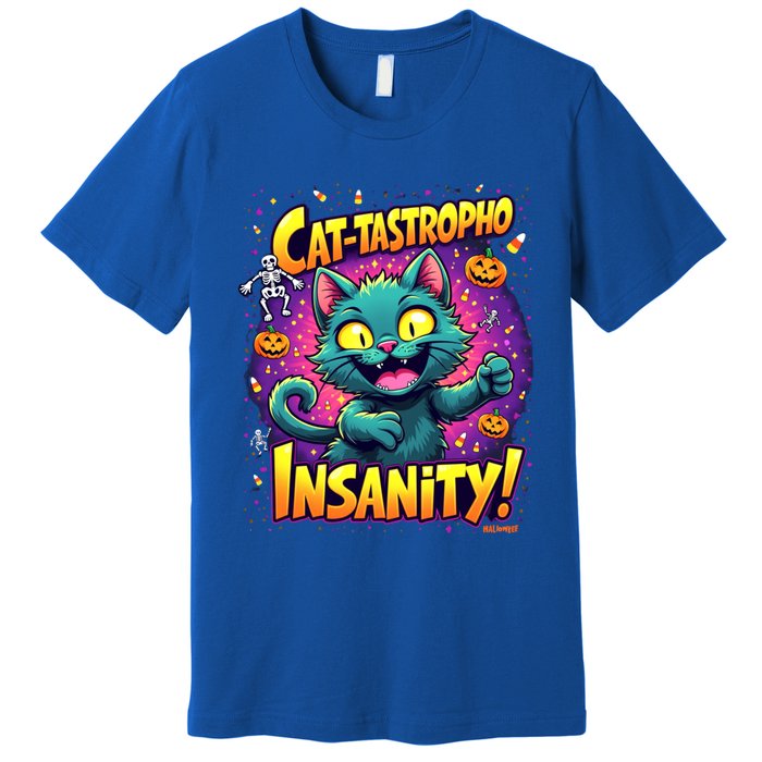 Cattastropho Insanity Funny Halloween Cat Party Costume Funny Gift Premium T-Shirt