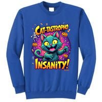 Cattastropho Insanity Funny Halloween Cat Party Costume Funny Gift Tall Sweatshirt