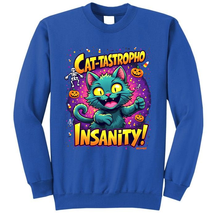 Cattastropho Insanity Funny Halloween Cat Party Costume Funny Gift Tall Sweatshirt