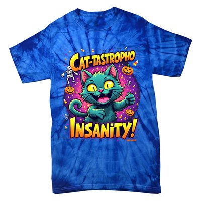 Cattastropho Insanity Funny Halloween Cat Party Costume Funny Gift Tie-Dye T-Shirt