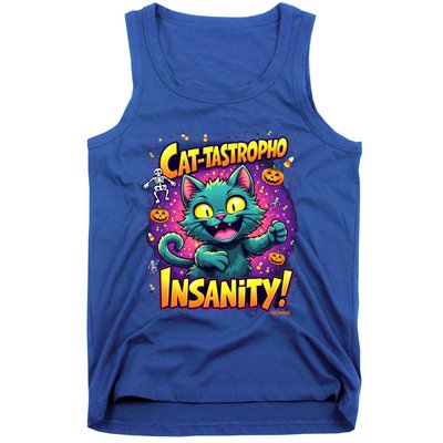 Cattastropho Insanity Funny Halloween Cat Party Costume Funny Gift Tank Top