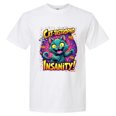 Cattastropho Insanity Funny Halloween Cat Party Costume Funny Gift Garment-Dyed Heavyweight T-Shirt