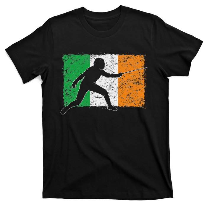 Cool Ireland Flag Vintage Irish Flag Fencing Fencer T-Shirt