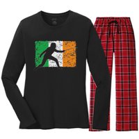 Cool Ireland Flag Vintage Irish Flag Fencing Fencer Women's Long Sleeve Flannel Pajama Set 