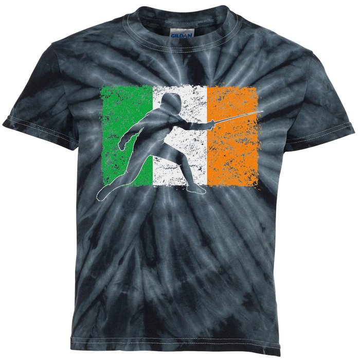 Cool Ireland Flag Vintage Irish Flag Fencing Fencer Kids Tie-Dye T-Shirt