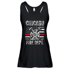 Chicago Illinois Fire Department Thin Red Line Fireman Ladies Essential Flowy Tank