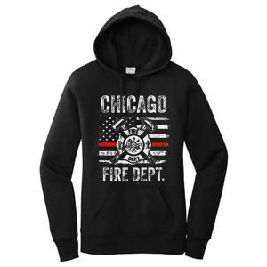 Chicago Illinois Fire Department Thin Red Line Fireman Women's Pullover Hoodie