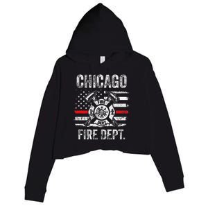 Chicago Illinois Fire Department Thin Red Line Fireman Crop Fleece Hoodie