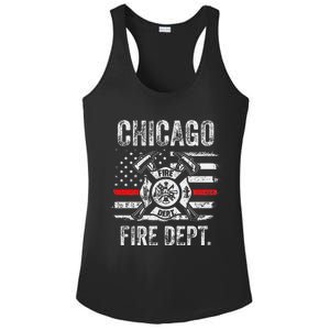 Chicago Illinois Fire Department Thin Red Line Fireman Ladies PosiCharge Competitor Racerback Tank