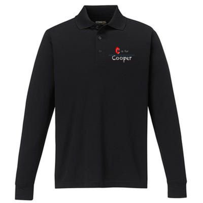 C Is For Cooper Boy Custom Personalized Name School Performance Long Sleeve Polo