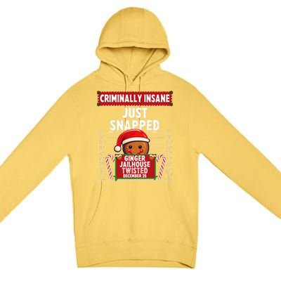 Criminally Insane Ginger Jailhouse Christmas Gingerbread Premium Pullover Hoodie