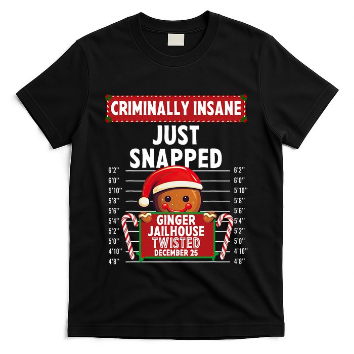 Criminally Insane Ginger Jailhouse Christmas Gingerbread T-Shirt