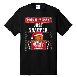 Criminally Insane Ginger Jailhouse Christmas Gingerbread Tall T-Shirt